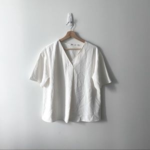 Uniqlo drapey white blouse